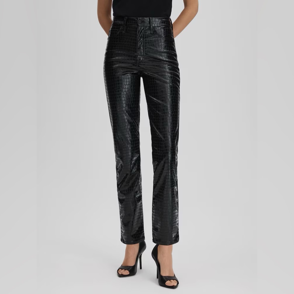 Good American Black Faux Leather Pants Slim Fit size 31